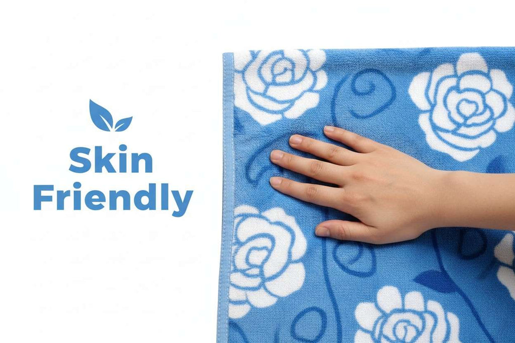 Microfiber Hand Towel | Sky Blue & White Rose Floral Print | Ultra Soft & Quick Dry (Set of 3 Pcs)