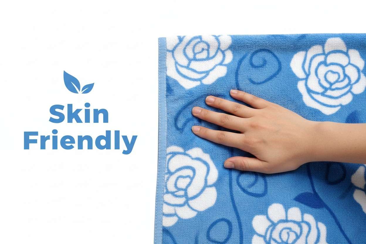 Microfiber Hand Towel | Sky Blue & White Rose Floral Print | Ultra Soft & Quick Dry (Set of 3 Pcs)