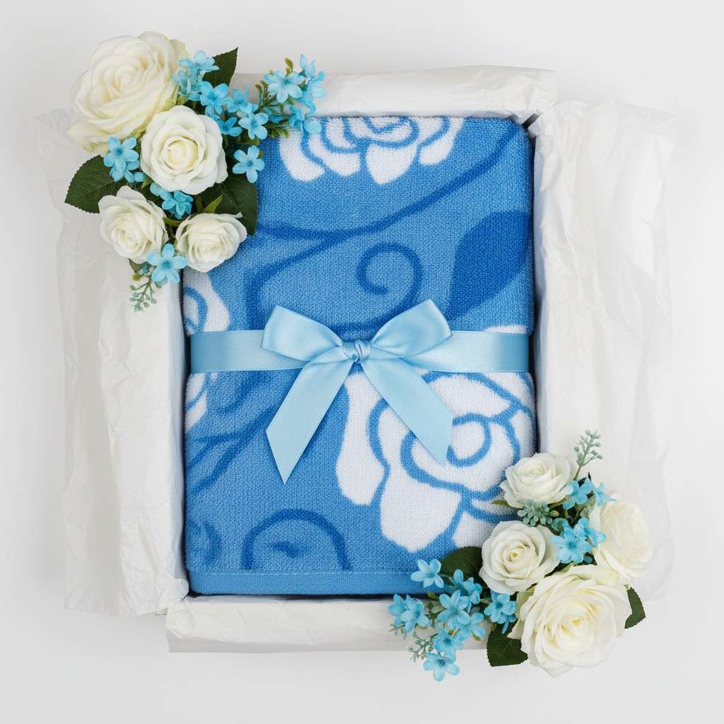 Microfiber Hand Towel | Sky Blue & White Rose Floral Print | Ultra Soft & Quick Dry (Set of 3 Pcs)