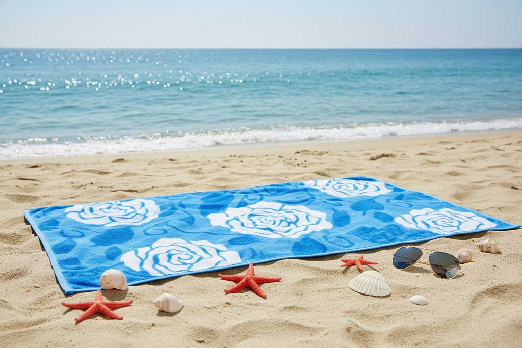 Microfiber Hand Towel | Sky Blue & White Rose Floral Print | Ultra Soft & Quick Dry (Set of 3 Pcs)