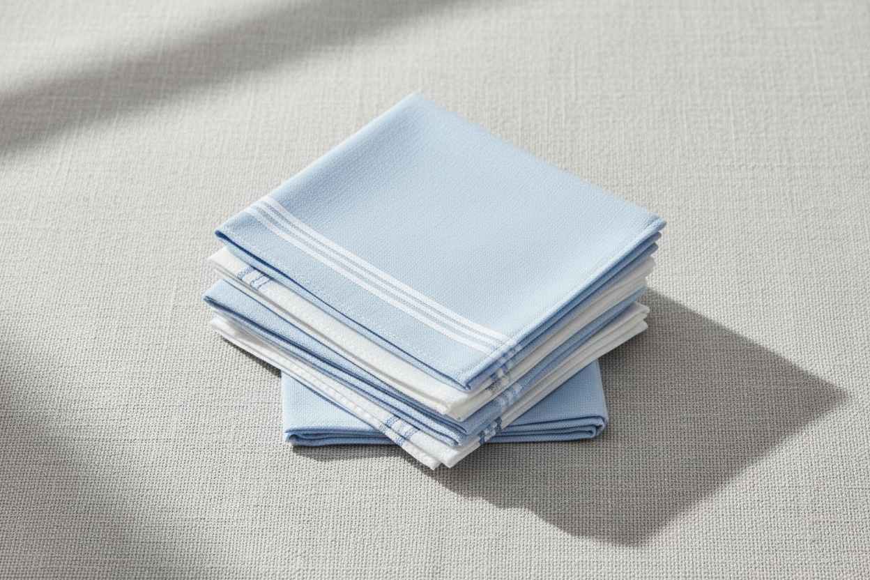 Paras 100% Cotton Handkerchiefs – Pack of 6 | White & Blue Stripe