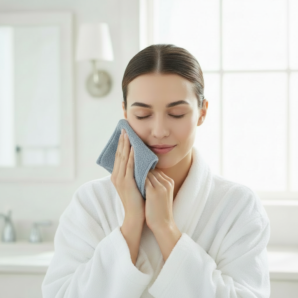 Steel Blue Cotton Face Towel – Set of 5 | 12 x 12 inch Soft