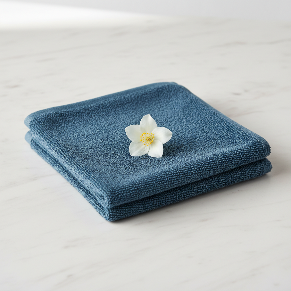 Steel Blue Cotton Face Towel – Set of 5 | 12 x 12 inch Soft