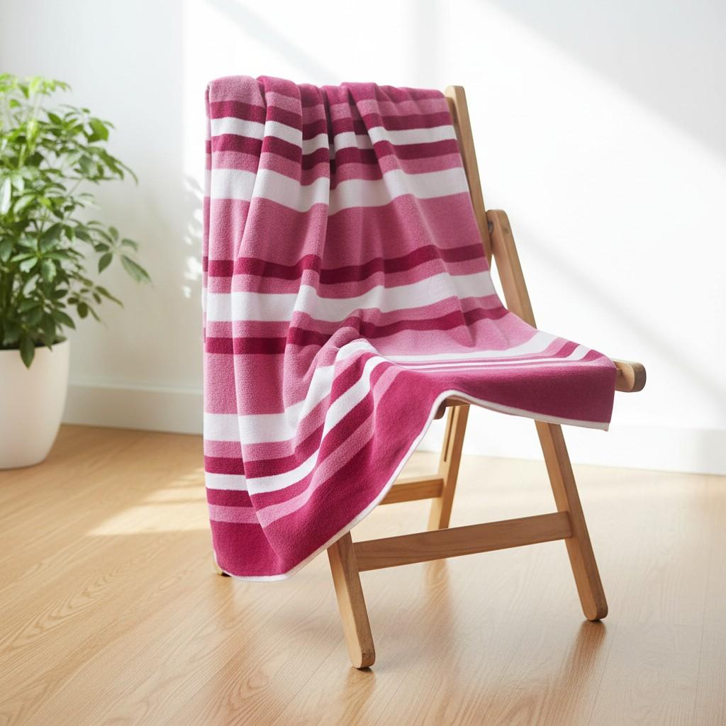 Bath Towel | Dark Magenta Pink Stripes | Super Absorbent | Unisex