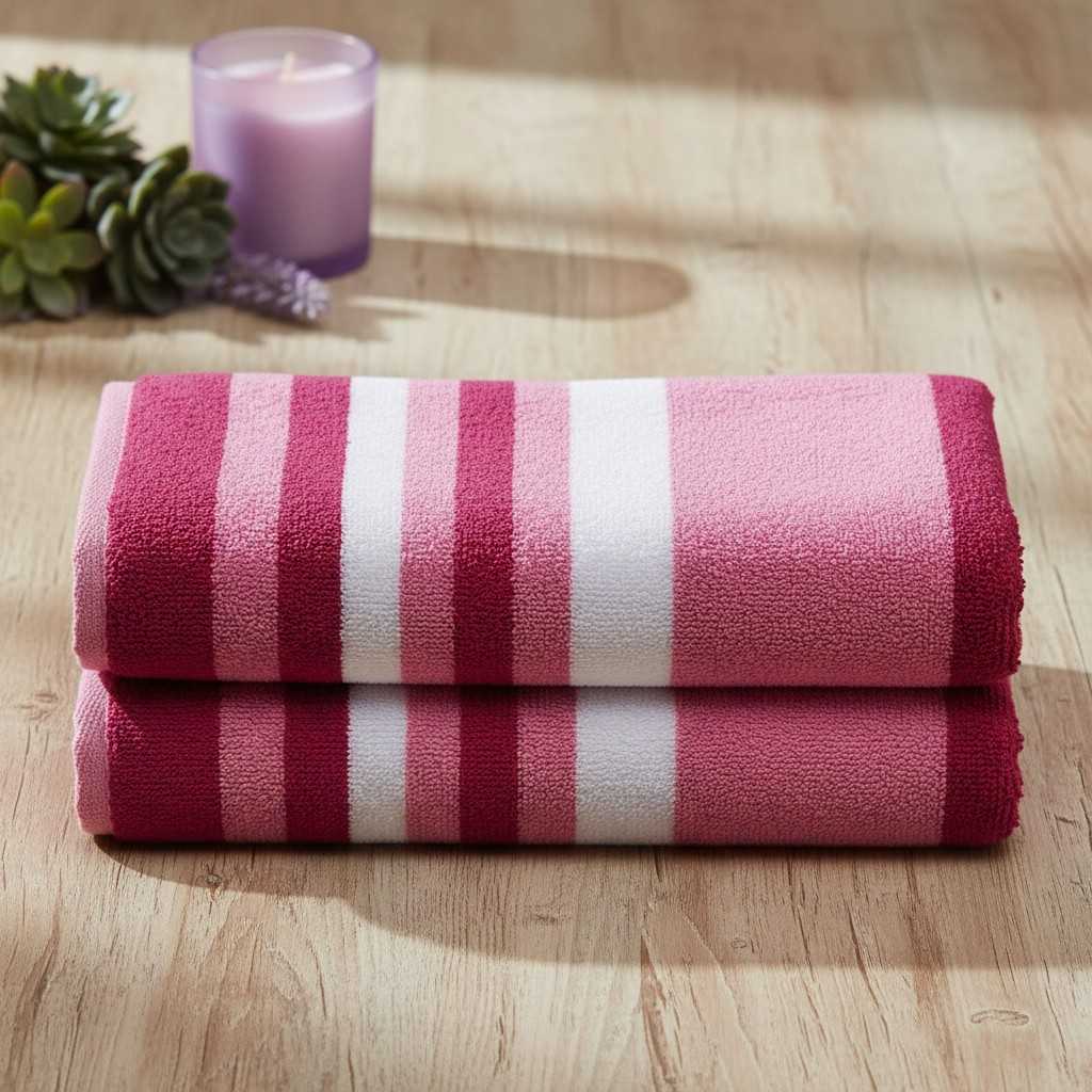 Bath Towel | Dark Magenta Pink Stripes | Super Absorbent | Unisex