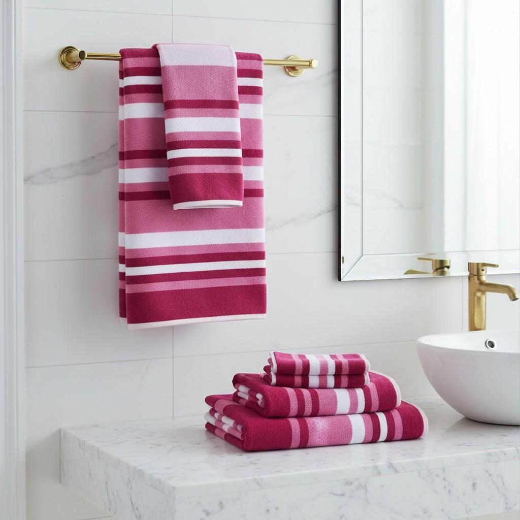 Bath Towel | Dark Magenta Pink Stripes | Super Absorbent | Unisex