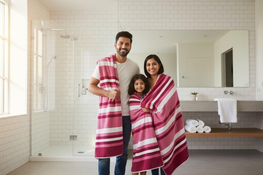 Bath Towel | Dark Magenta Pink Stripes | Super Absorbent | Unisex