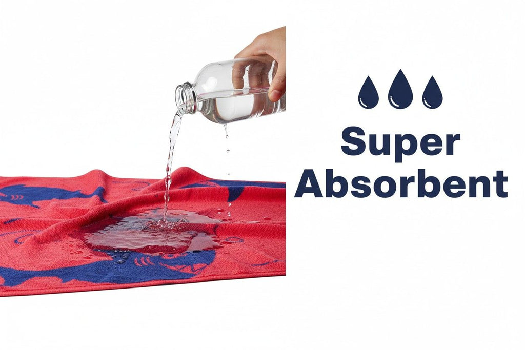 Kids Cotton Bath Towel | Red & Navy Blue Shark Print | Boys & Girls