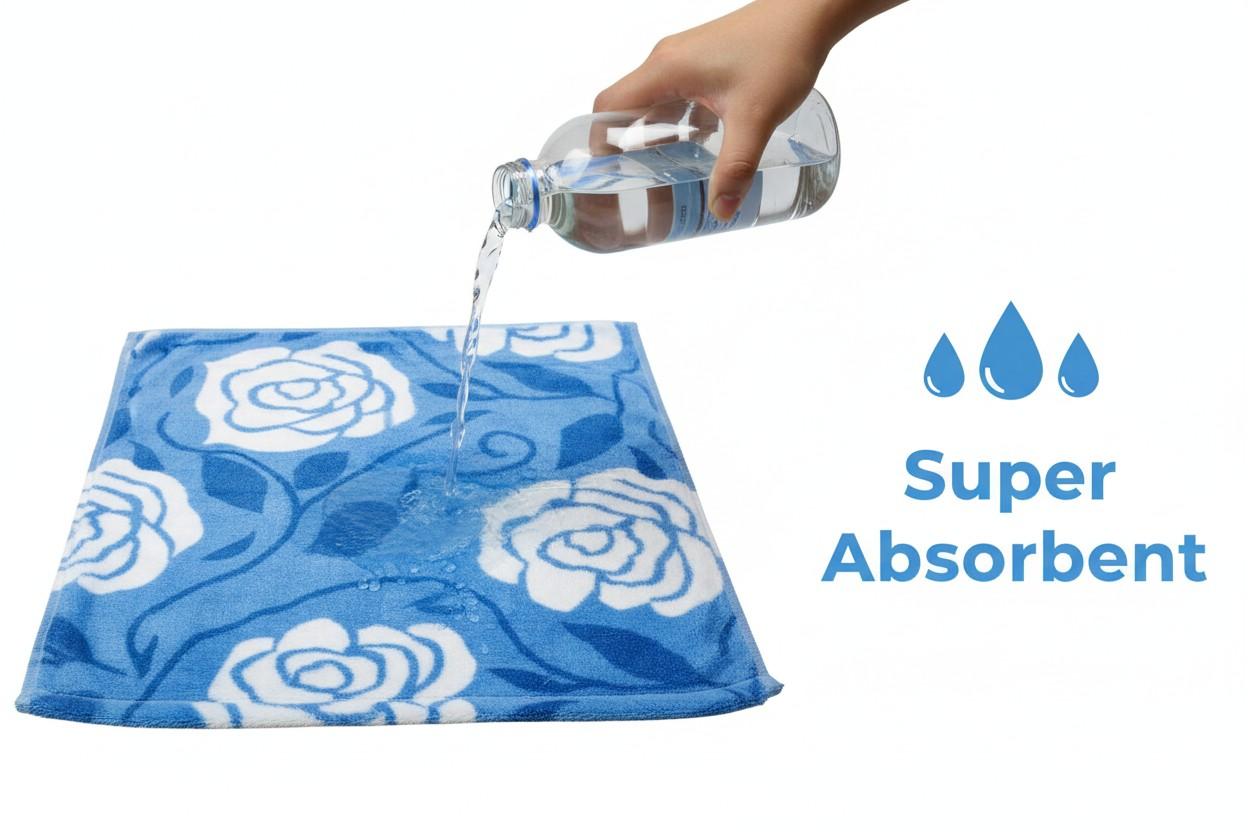 Microfiber Hand Towel | Sky Blue & White Rose Floral Print | Ultra Soft & Quick Dry (Set of 3 Pcs)