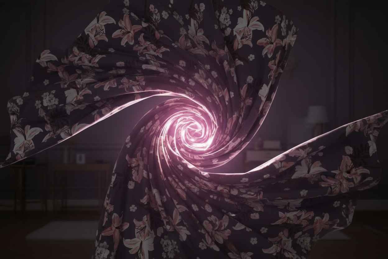 Lily Floral Printed Bedsheet | Charcoal Grey with Pink & White Blooms