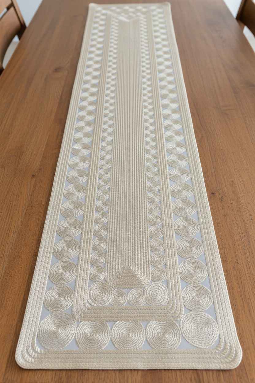 Gold Spiral Embroidered Table Runner