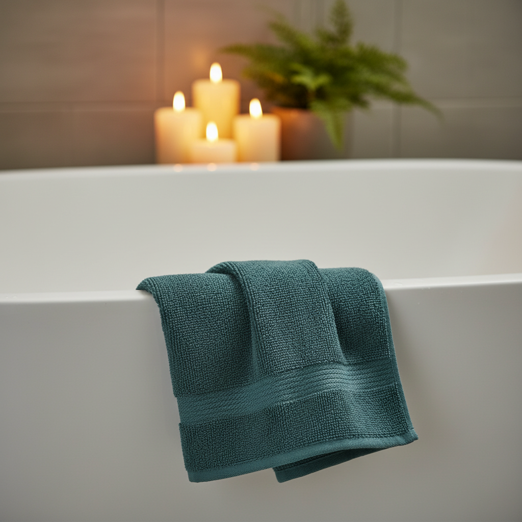 Teal Green Cotton Face Towel – Set of 5 | 12 x 12 inch Soft