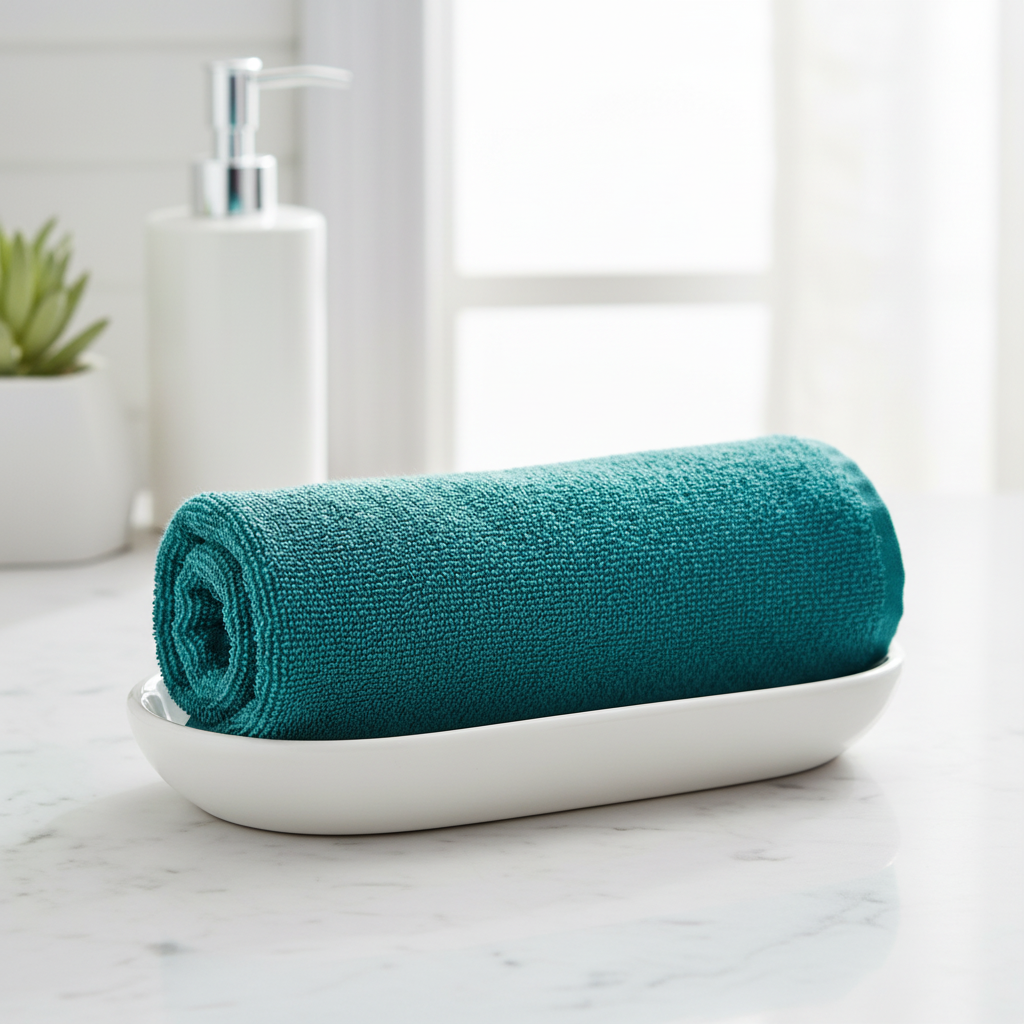 Teal Green Cotton Face Towel – Set of 5 | 12 x 12 inch Soft