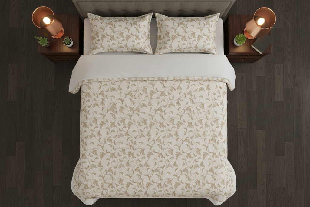 Summer Dohar Double Bed | White Grey Floral 100% Cotton Bedding
