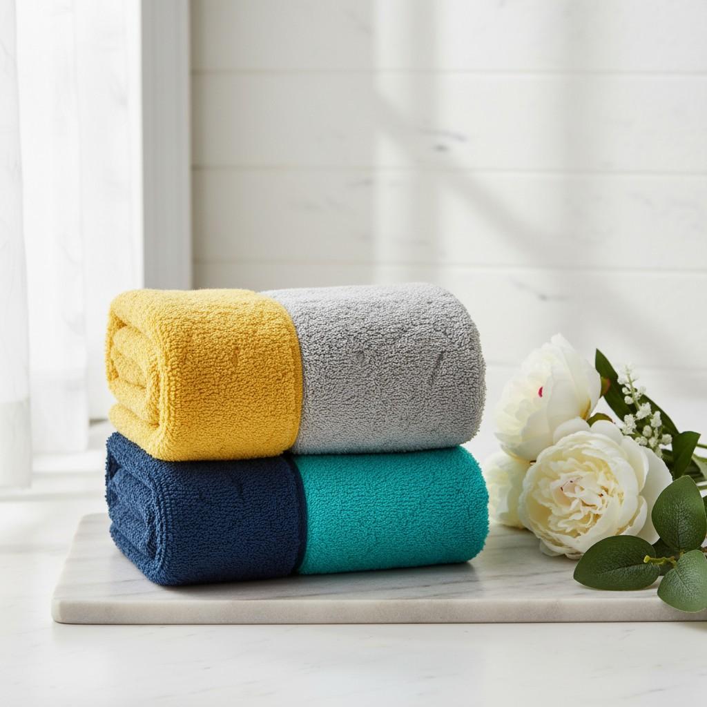 Microfiber Hand Towel | Grey & Yellow | Ultra Soft, Super Absorbent (Set of 3 Pcs)