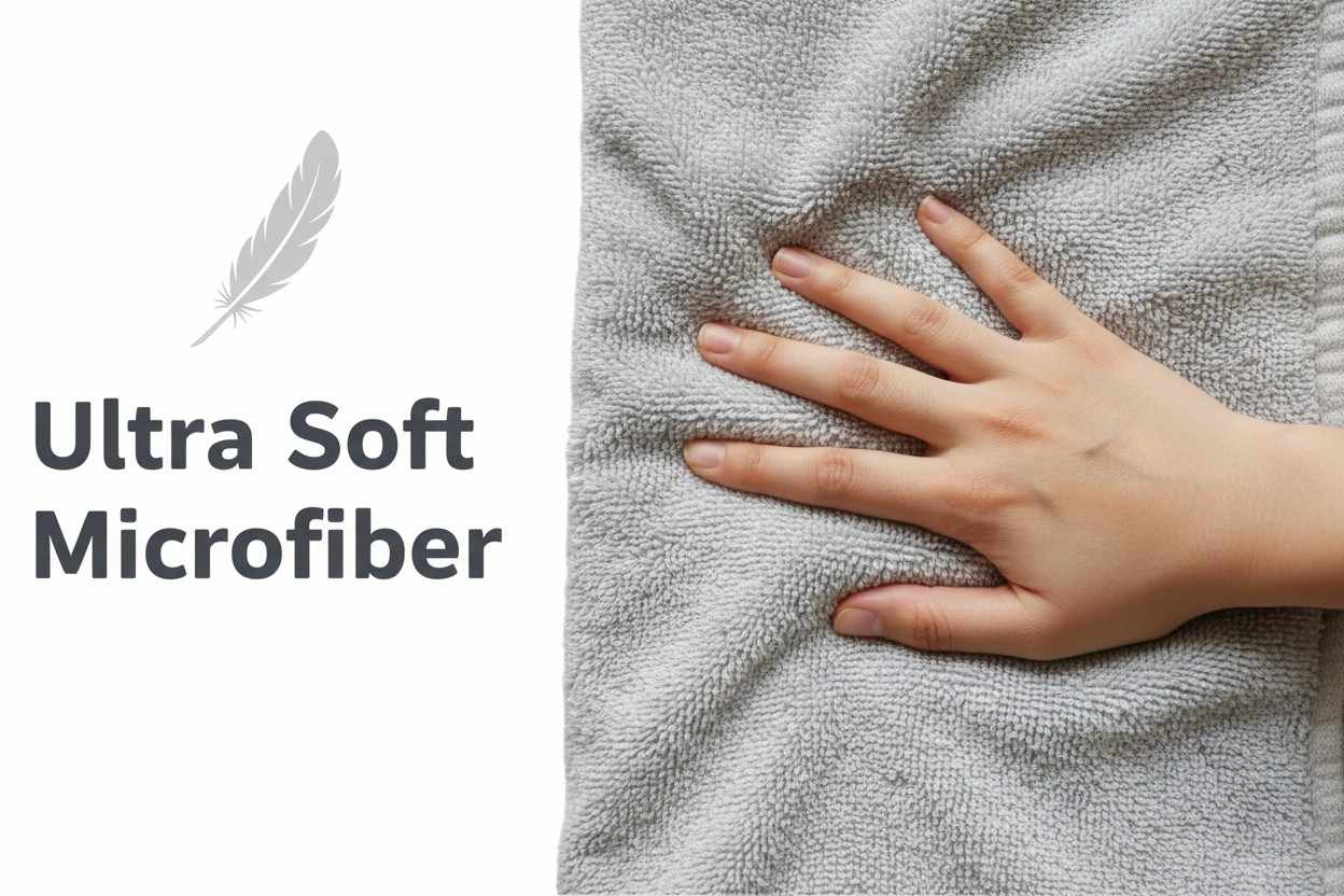 Microfiber Hand Towel | Grey & Yellow | Ultra Soft, Super Absorbent (Set of 3 Pcs)