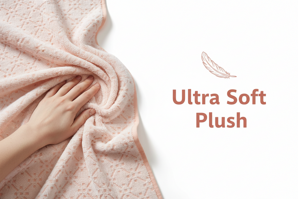 Cotton Bath Towel | Blush Pink Geometric Jacquard | Ultra Soft, Super Absorbent & Quick Dry | Unisex
