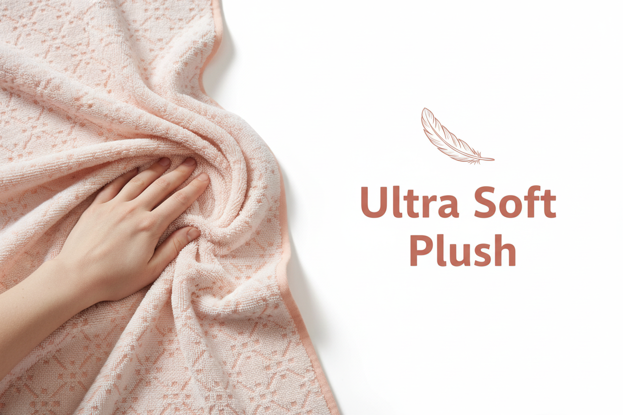Cotton Bath Towel | Blush Pink Geometric Jacquard | Ultra Soft, Super Absorbent & Quick Dry | Unisex