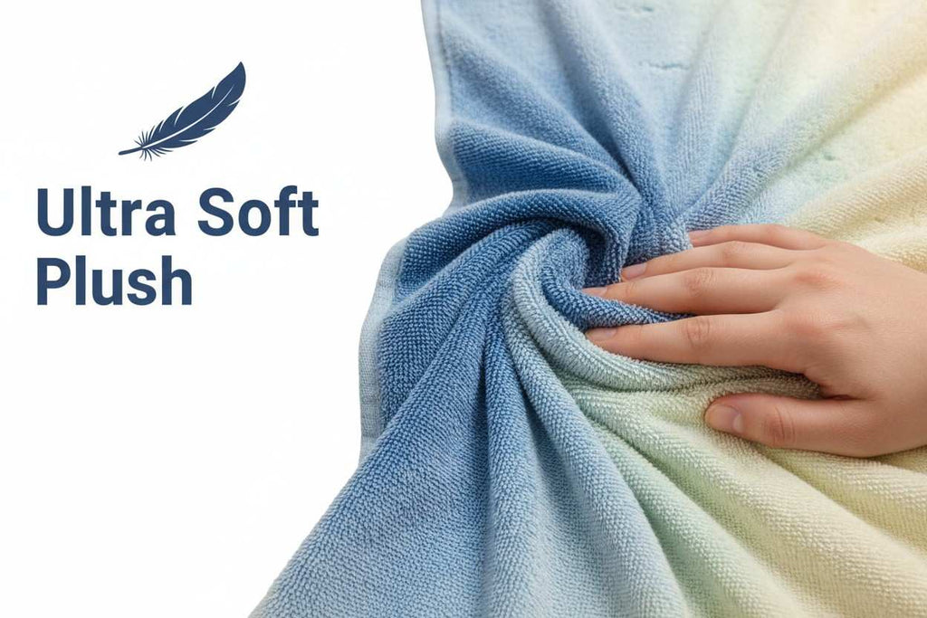 Bath Towel Microfiber | Sky Blue & Cream Ombre | Ultra Soft, Super Absorbent & Quick Dry | Unisex