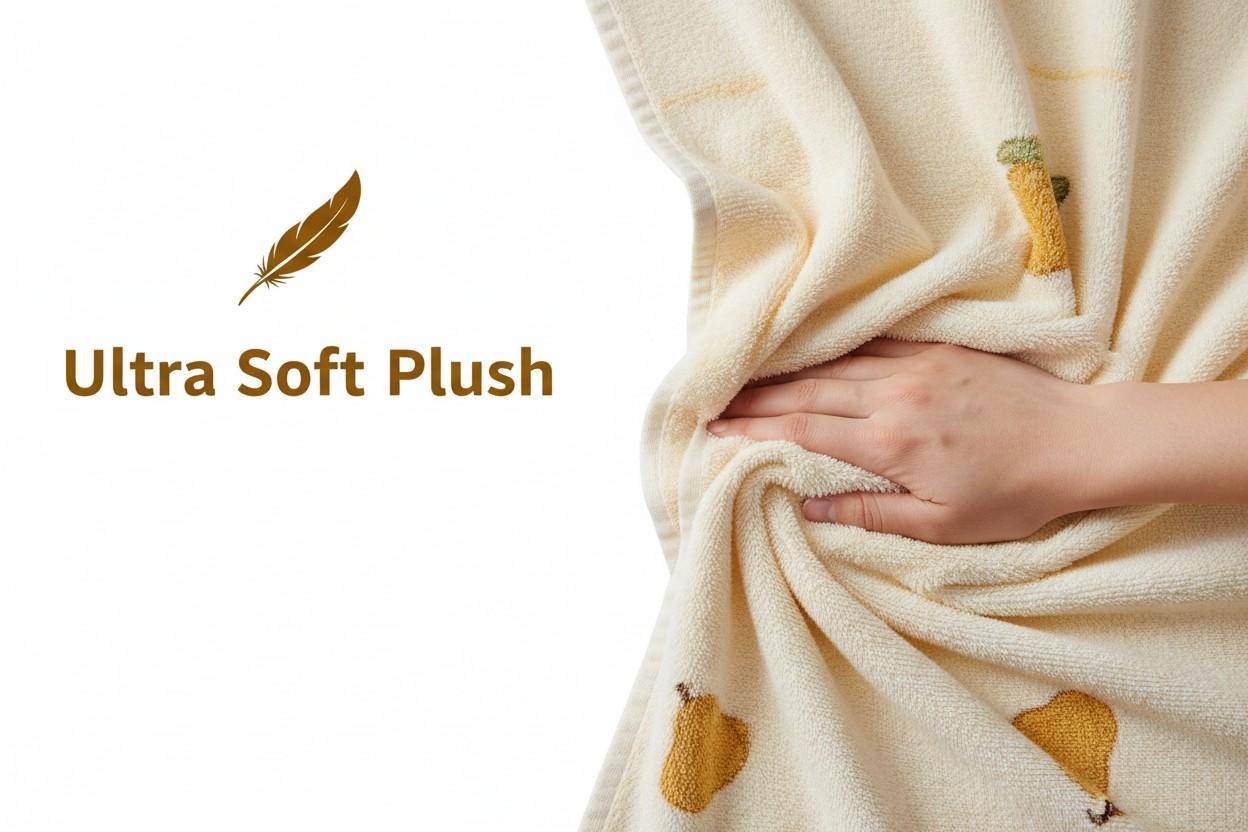 Bath Towel Microfiber | Cream Pear Print | Ultra Soft, Super Absorbent & Quick Dry | Unisex