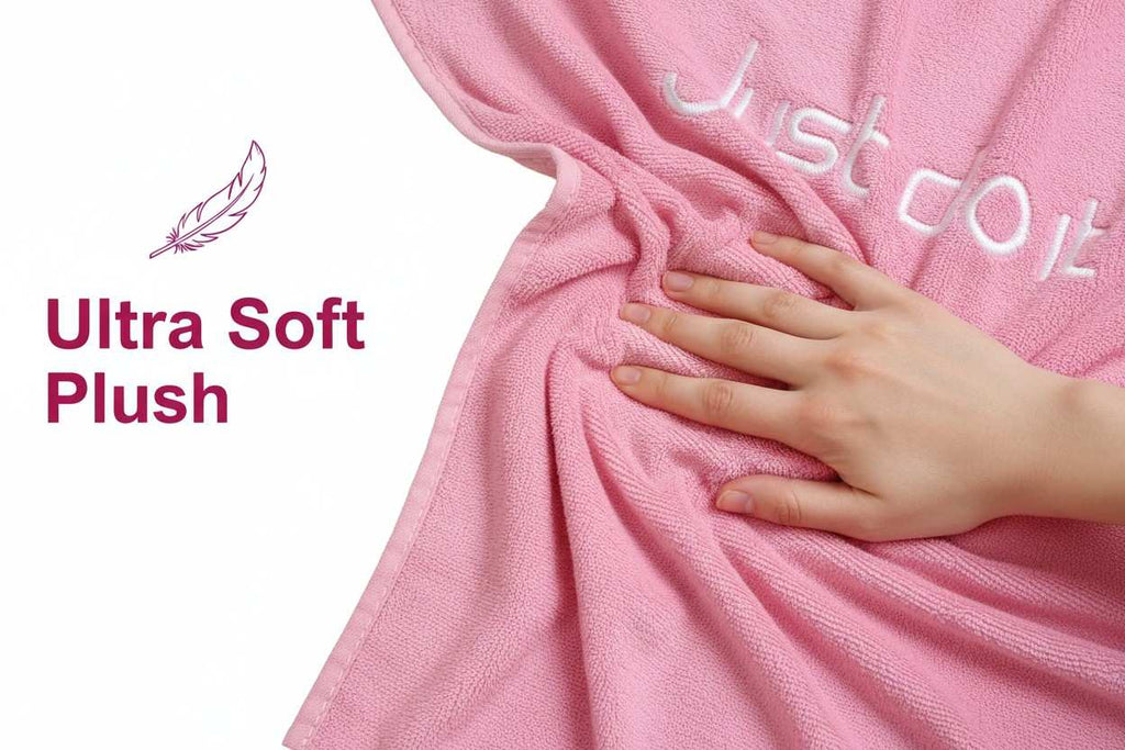 Bath Towel Microfiber | Pink | "Just Do It" Embroidery | Ultra Soft & Quick Dry | Unisex