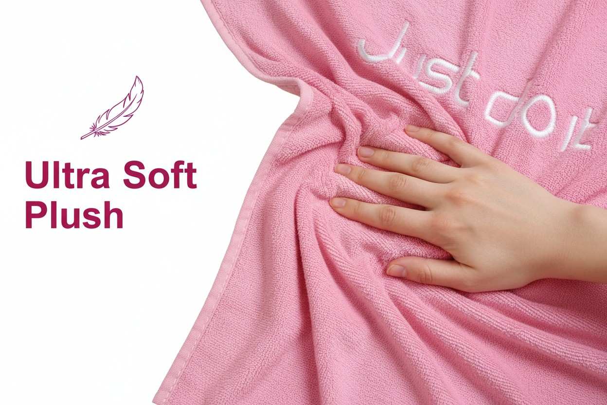 Bath Towel Microfiber | Pink | "Just Do It" Embroidery | Ultra Soft & Quick Dry | Unisex