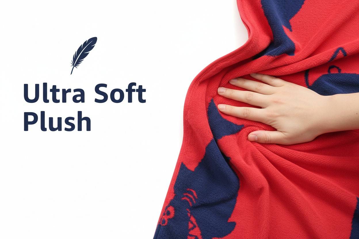 Kids Cotton Bath Towel | Red & Navy Blue Shark Print | Boys & Girls