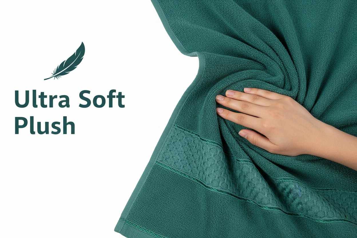 Cotton Bath Towel | Teal Emerald Green | Ultra Soft, Super Absorbent & Quick Dry | Unisex