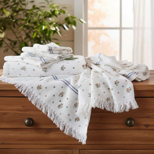 100% Cotton Striped Bath Towel with Fringe | Umbrella