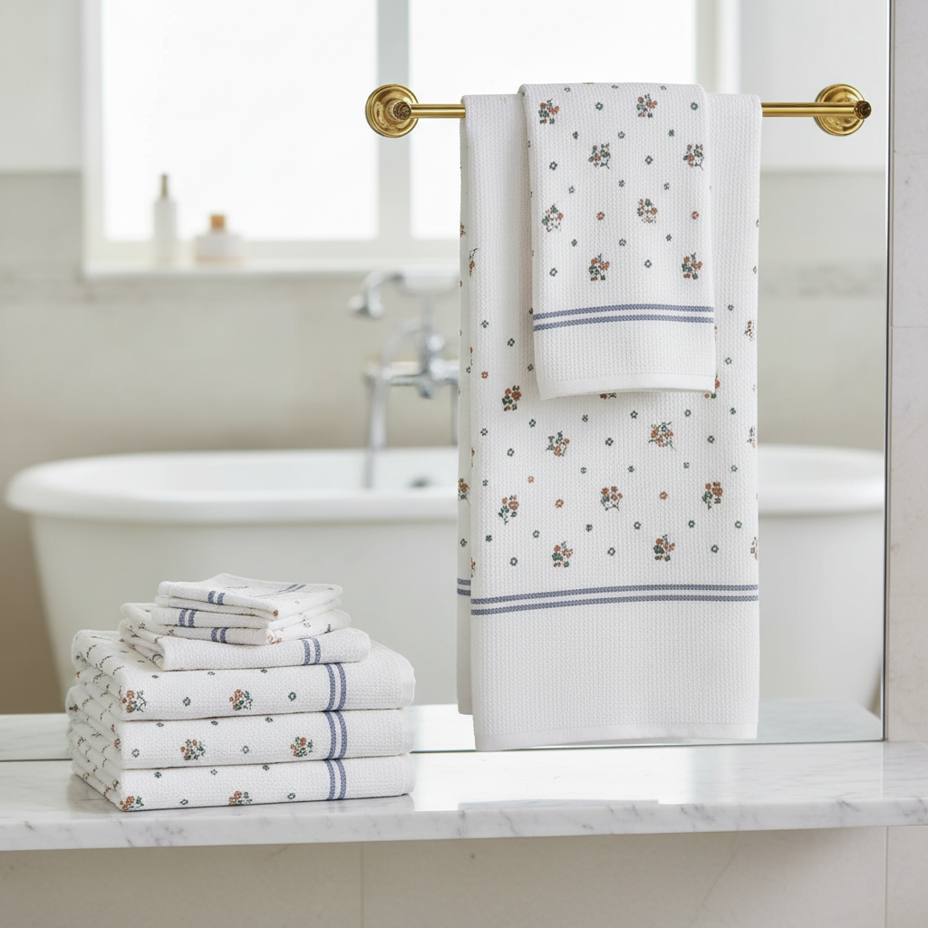 100% Cotton Striped Bath Towel with Fringe | Umbrella