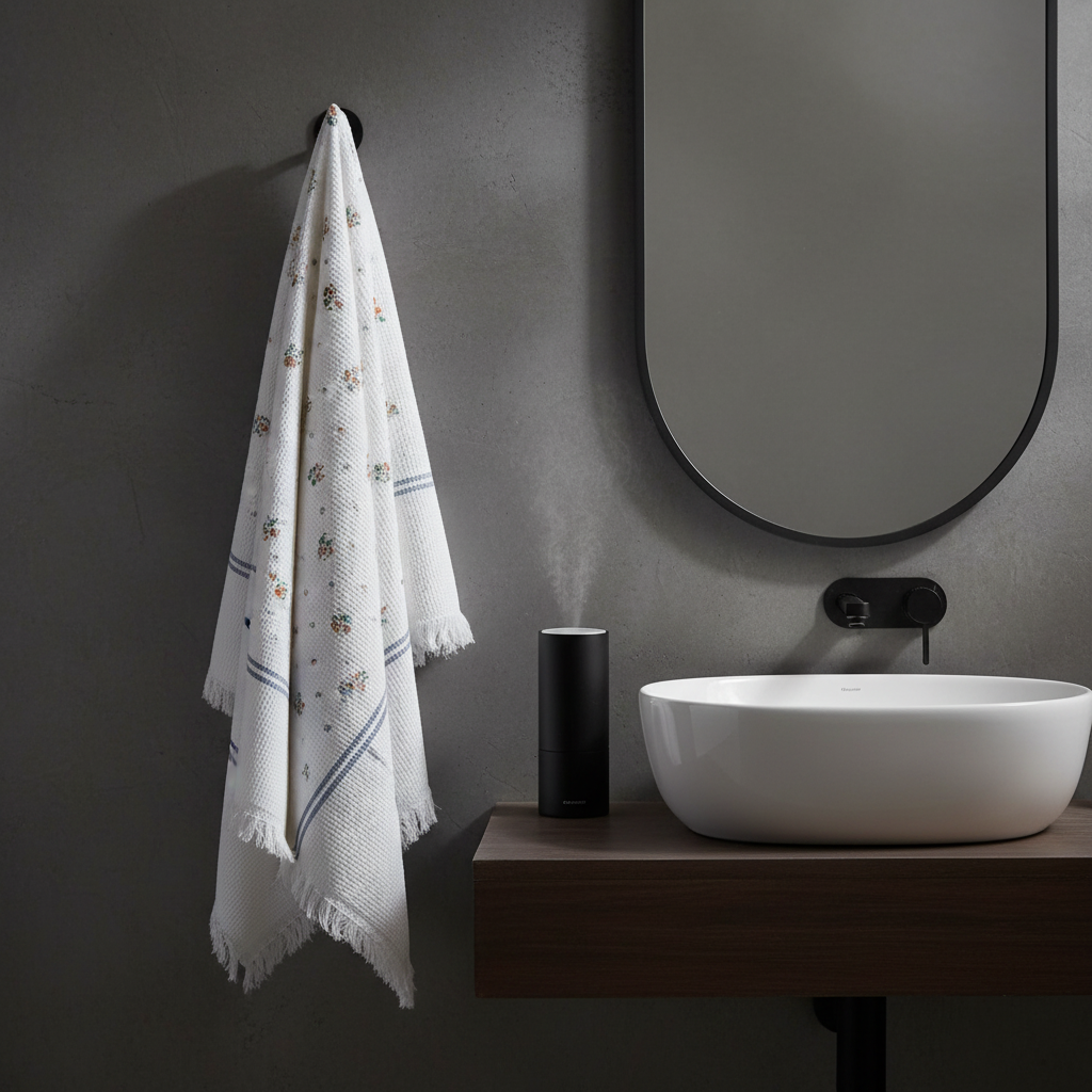 100% Cotton Striped Bath Towel with Fringe | Umbrella