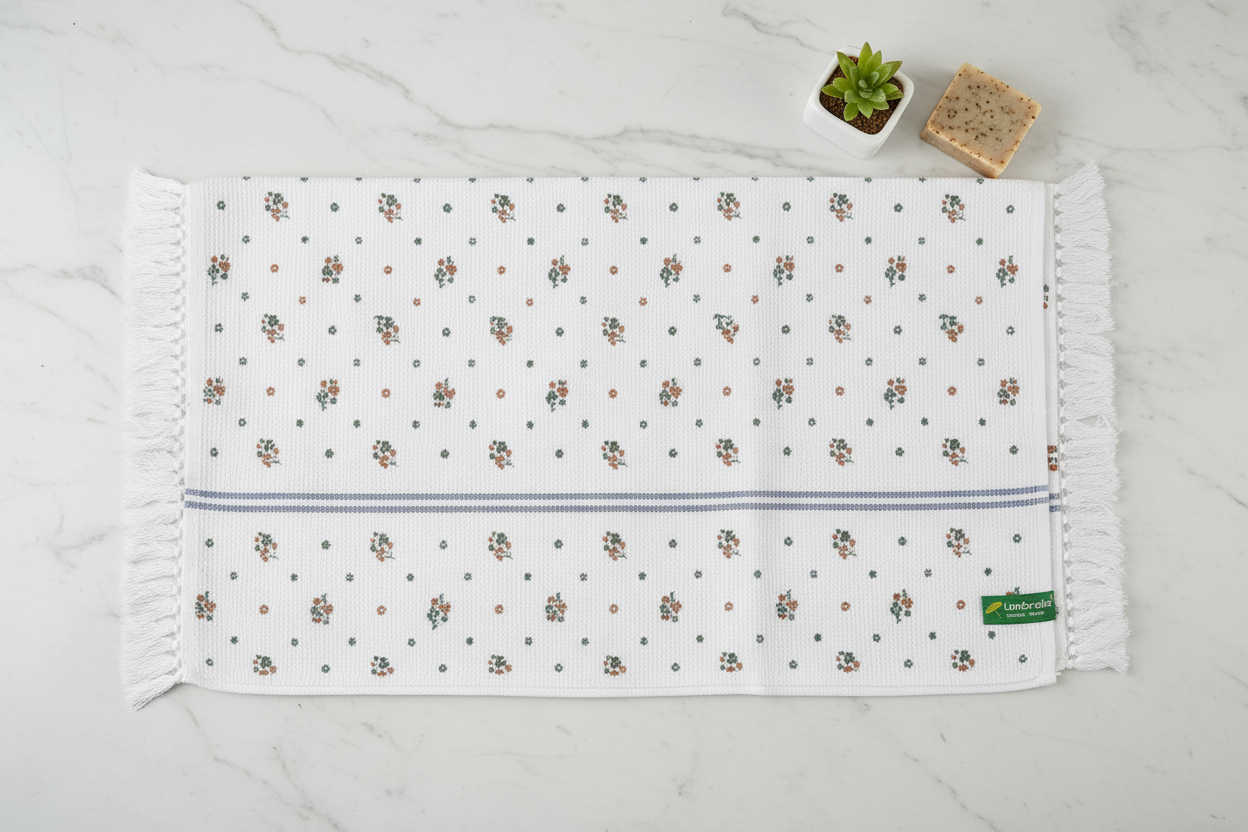 100% Cotton Striped Bath Towel with Fringe | Umbrella