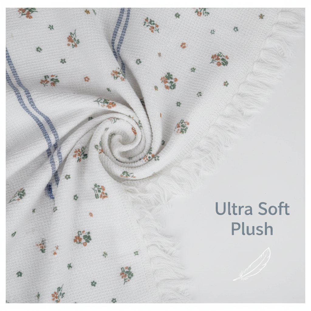 100% Cotton Striped Bath Towel with Fringe | Umbrella