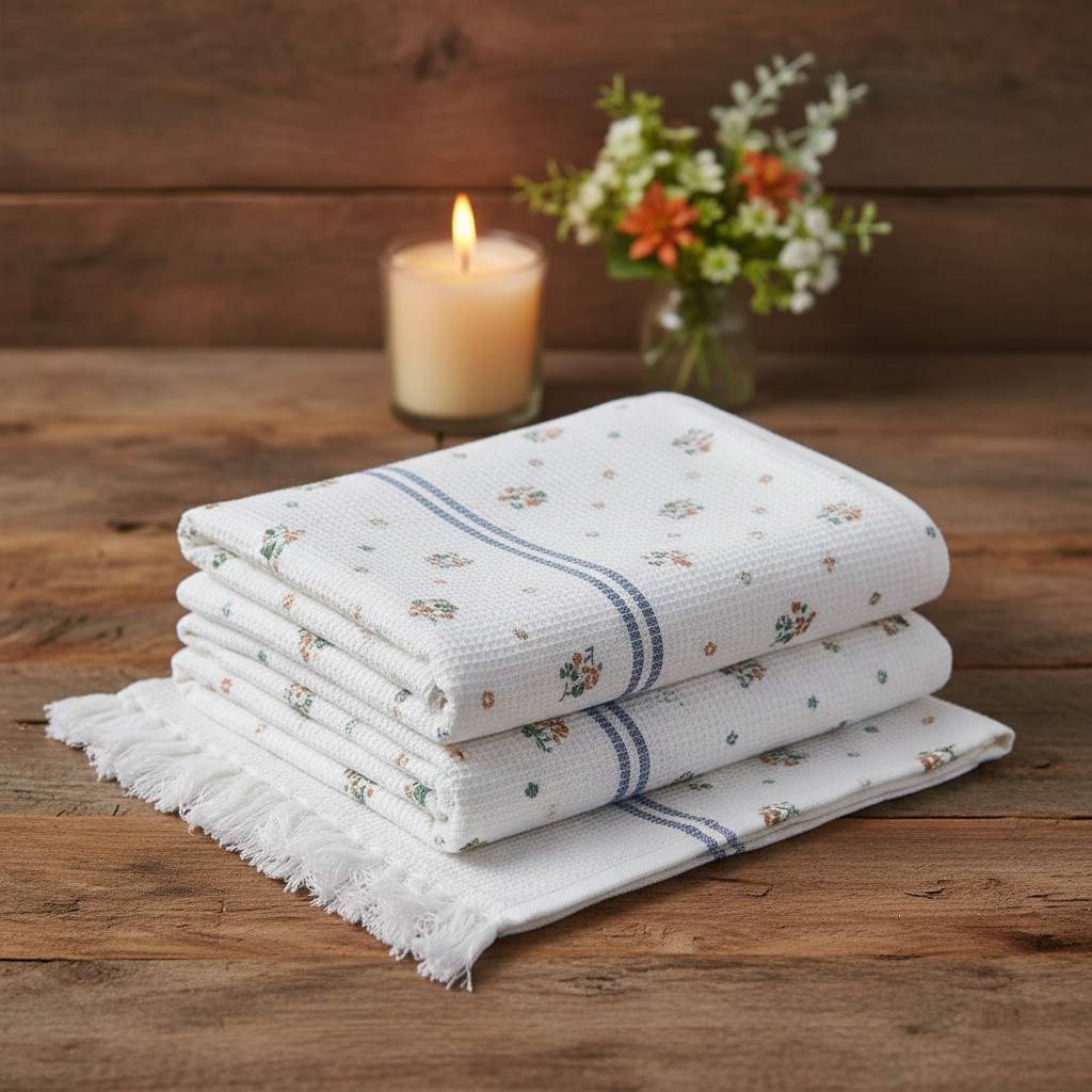100% Cotton Striped Bath Towel with Fringe | Umbrella