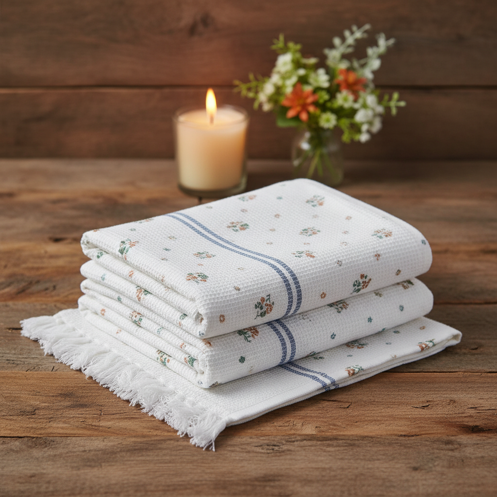 100% Cotton Striped Bath Towel with Fringe | Umbrella