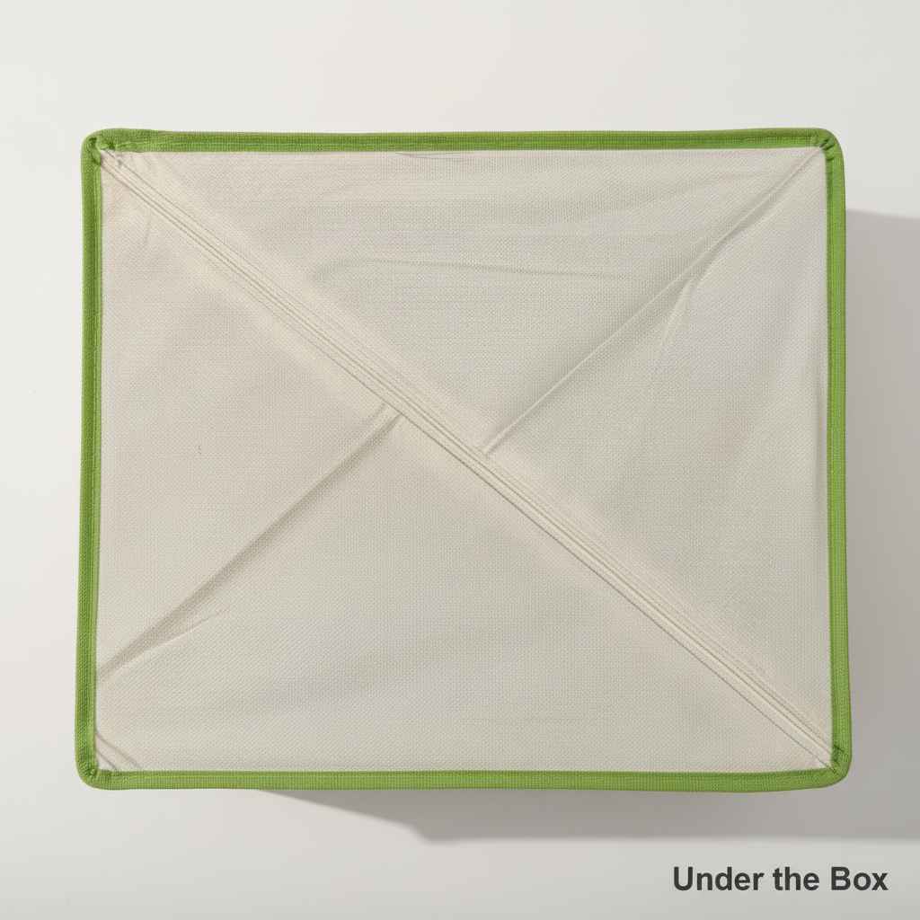 Green Fabric Storage Organizer Box with Transparent Lid | Foldable Drawer Organizer