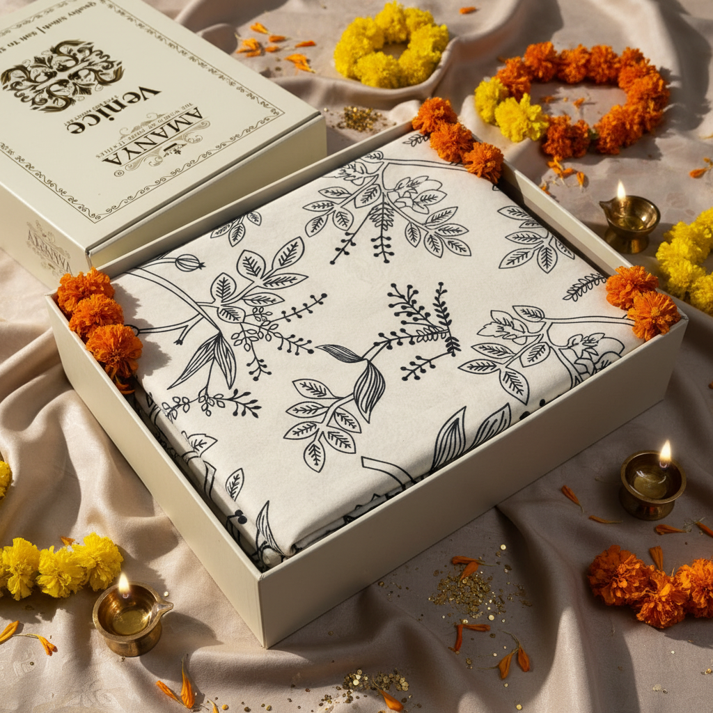 Bedsheet with Pillow Covers | Premium White Floral Pattern with Premium Packing