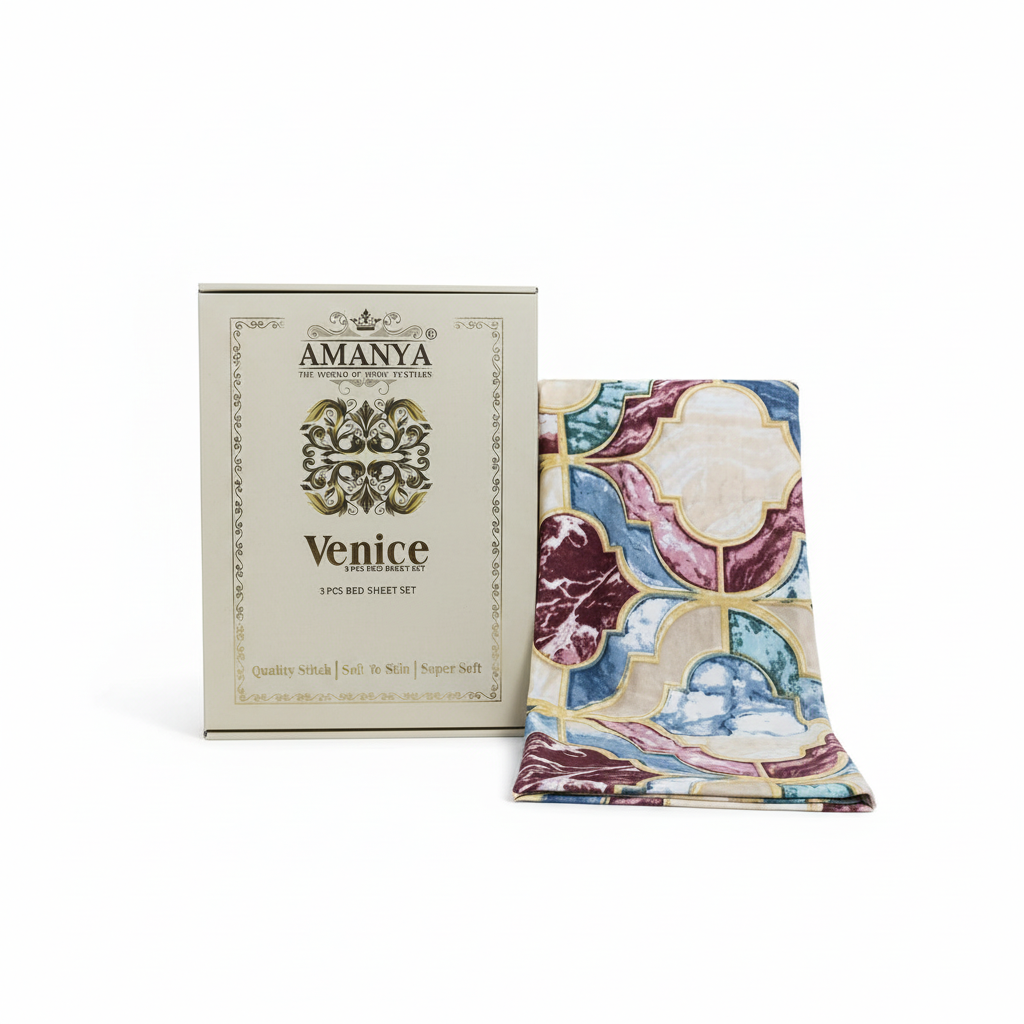 Bedsheet Set with Pillow Covers -| Premium Quatrefoil Marbled Pattern with Premium Packing