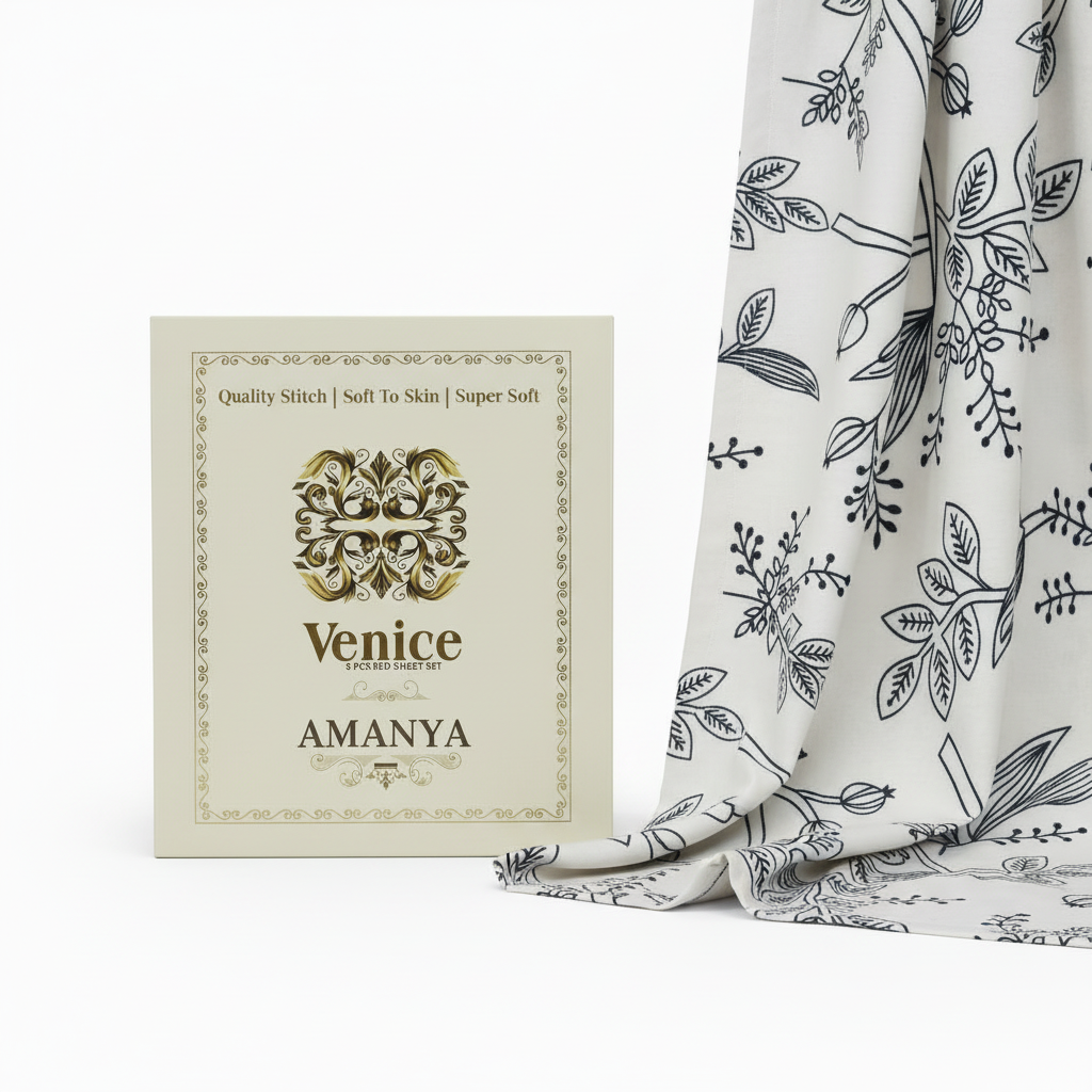 Bedsheet with Pillow Covers | Premium White Floral Pattern with Premium Packing