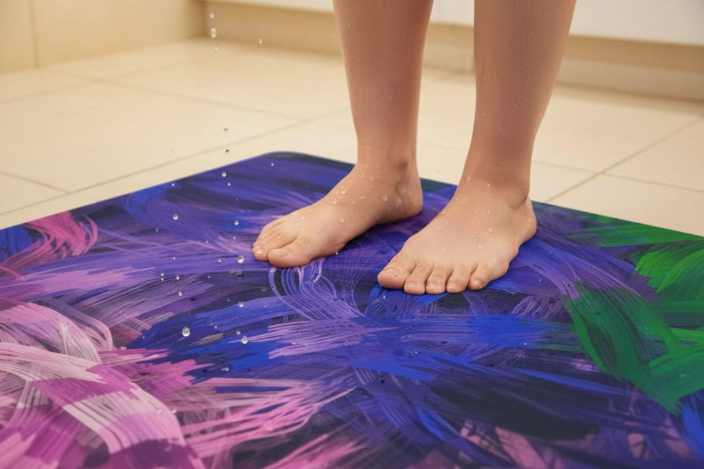 Door Mat | Abstract Brush Stroke Print | Anti-Slip | Multicolour Set of 3 Pcs