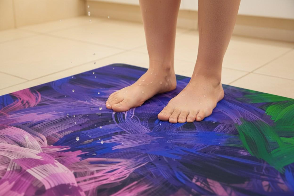 Door Mat | Abstract Brush Stroke Print | Anti-Slip | Multicolour Set of 3 Pcs