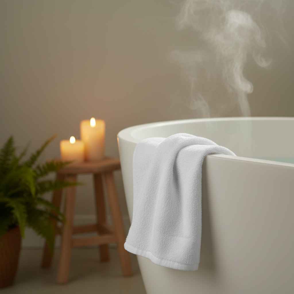 Premium White Cotton Face Towel – 12 x 12 inch | Soft Terry Wash Cloth