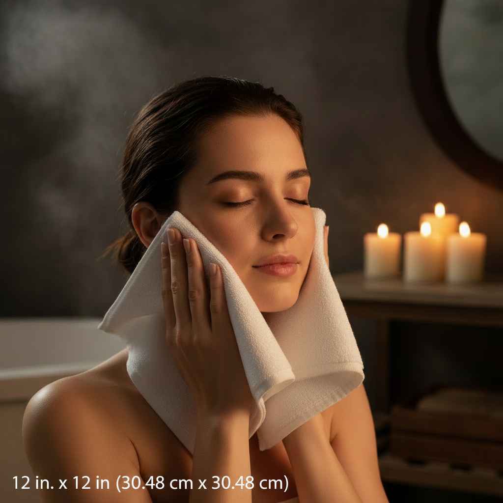 Premium White Cotton Face Towel – 12 x 12 inch | Soft Terry Wash Cloth