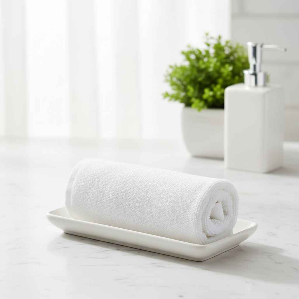 Premium White Cotton Face Towel – 12 x 12 inch | Soft Terry Wash Cloth