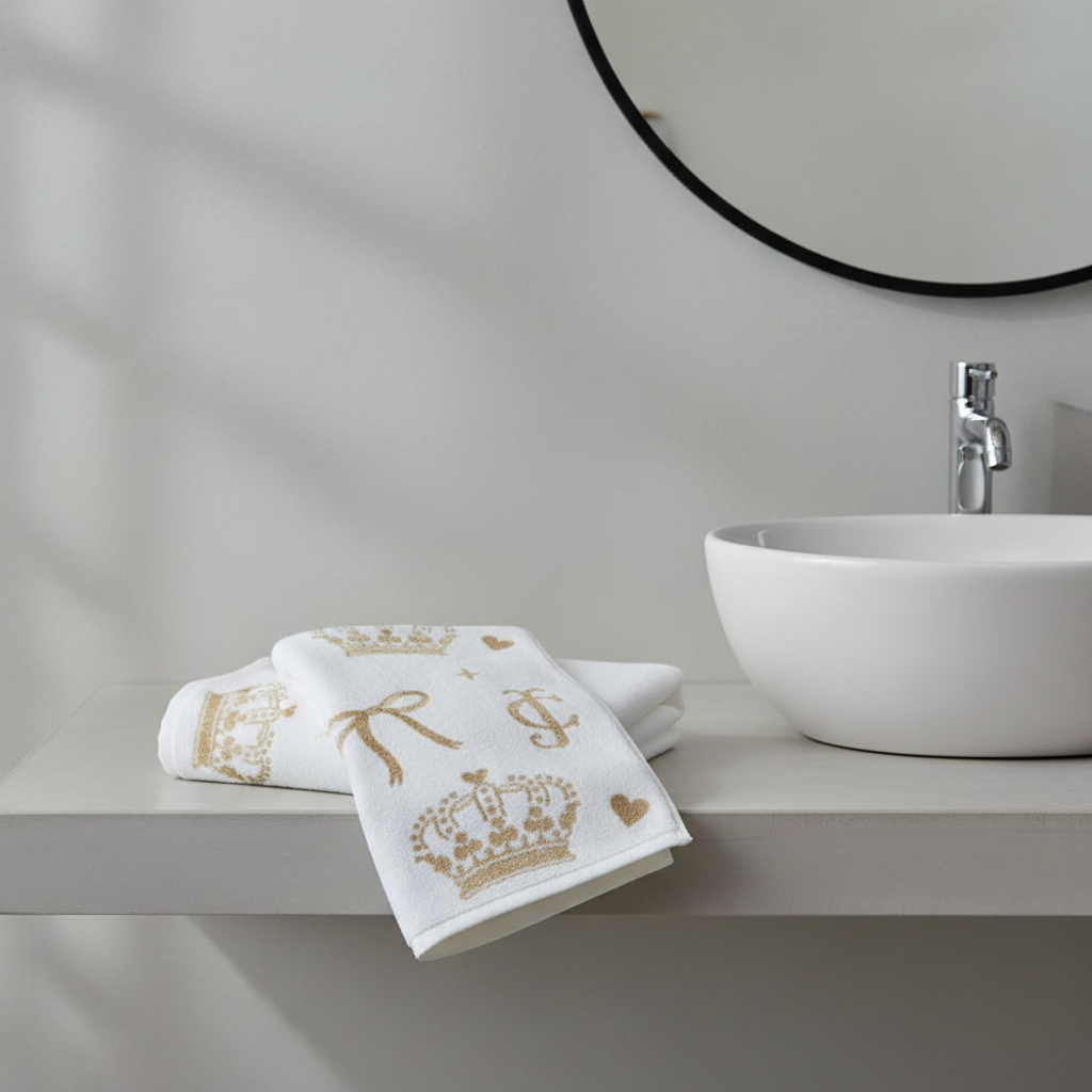White Gold Embroidered Royal Bath Towel for Unisex | Luxury Premium
