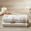 White Gold Embroidered Royal Bath Towel for Unisex | Luxury Premium