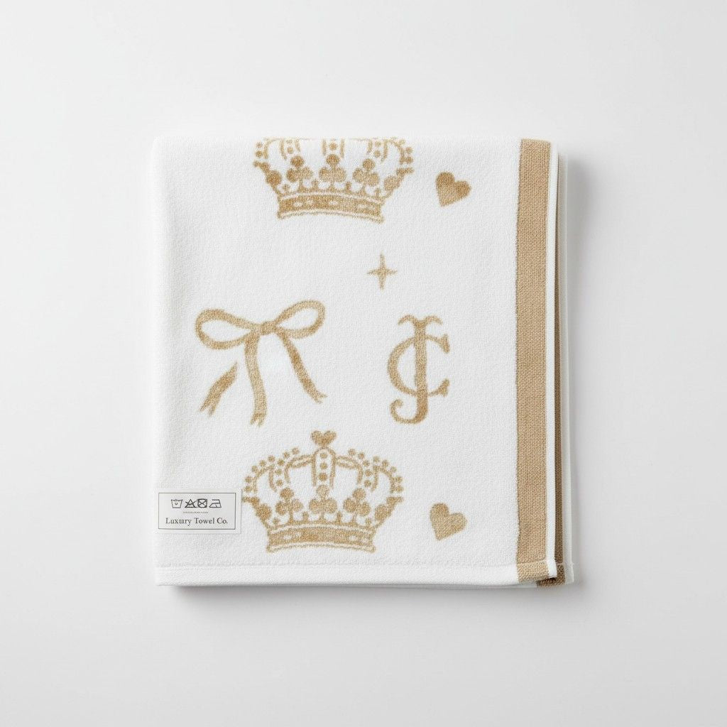 White Gold Embroidered Royal Bath Towel for Unisex | Luxury Premium