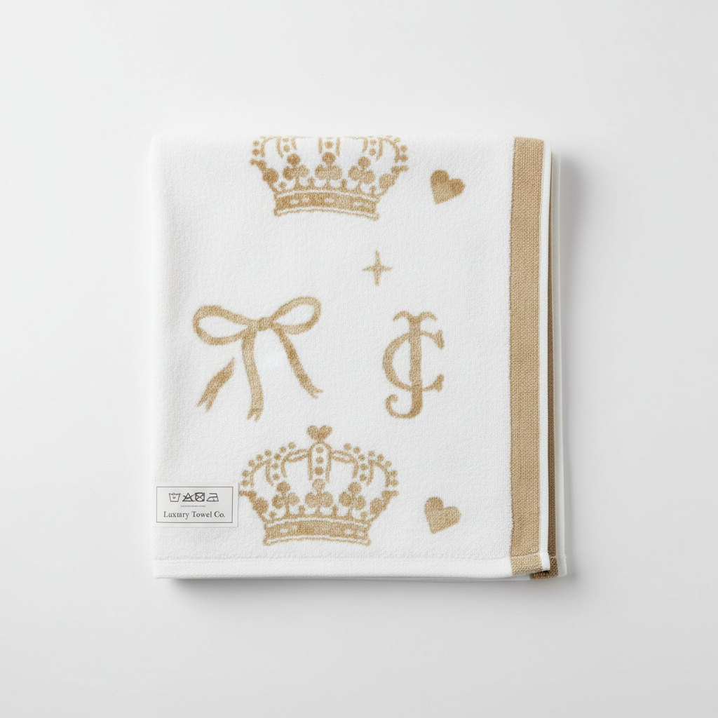 White Gold Embroidered Royal Bath Towel for Unisex | Luxury Premium