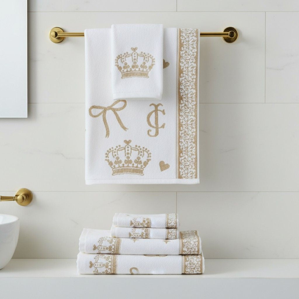 White Gold Embroidered Royal Bath Towel for Unisex | Luxury Premium