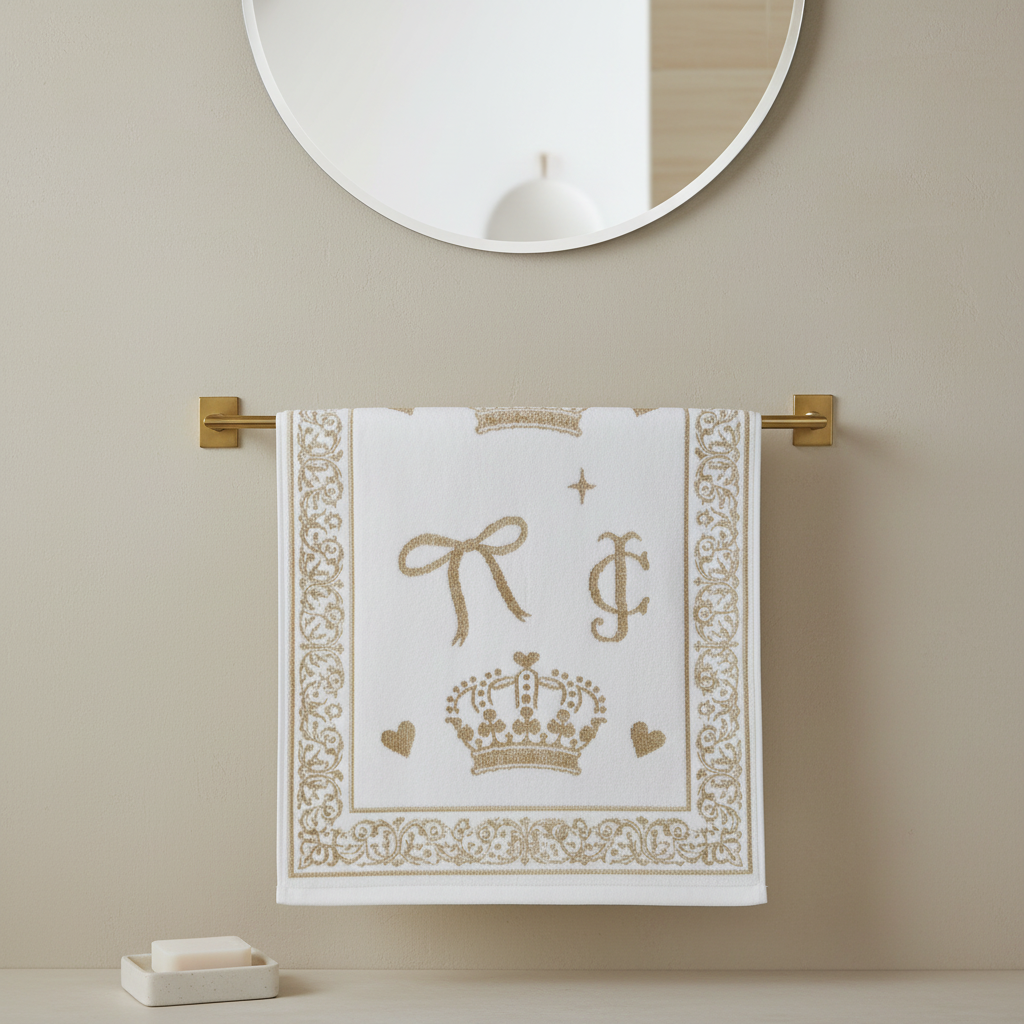 White Gold Embroidered Royal Bath Towel for Unisex | Luxury Premium